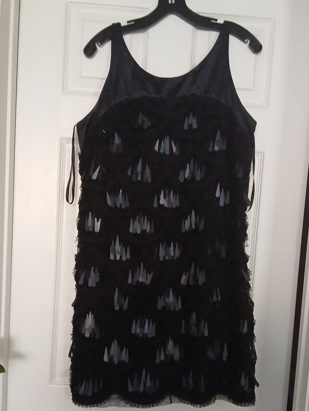 BCBGMaxAzria Black Sleeveless Fringe Mini Dress